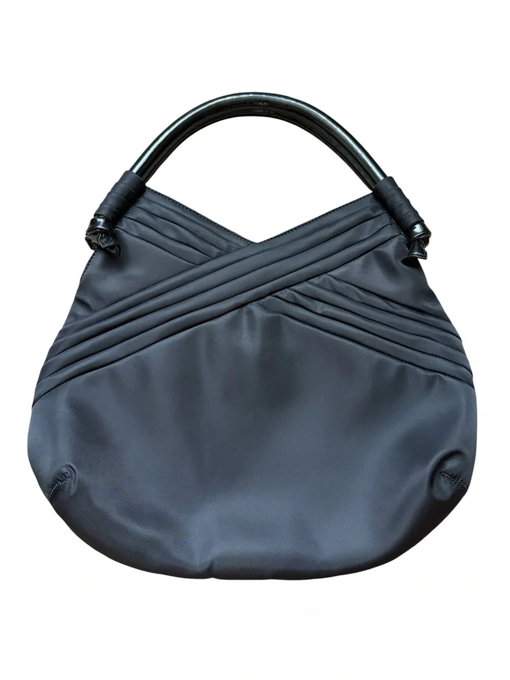 Vintage Simply Vera Vera Wang Black Nylon Pleated Hobo Bag